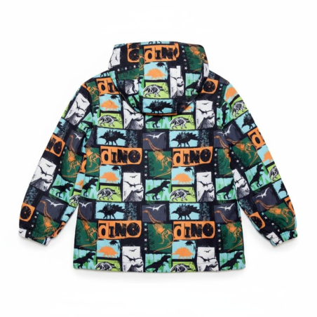 Chlapecká šusťáková bunda zateplená s dinosaury na jaro a podzim