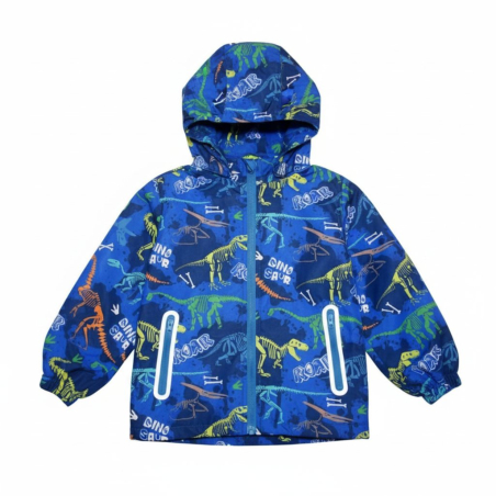 Chlapecká šusťáková bunda zateplená s dinosaury na jaro a podzim