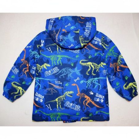 Chlapecká šusťáková bunda zateplená s dinosaury na jaro a podzim