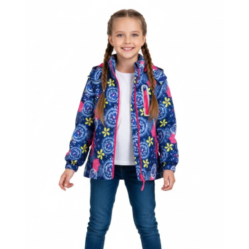Dětská dívčí šusťáková bunda s fleecem | Nepromokavá na jaro a podzim