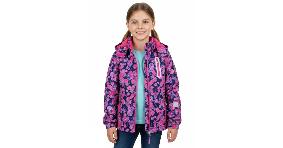 Dětská dívčí šusťáková bunda s fleecem | Nepromokavá na jaro a podzim