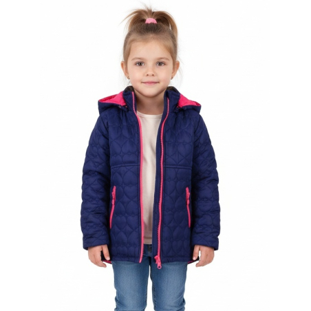 Dívčí prošívaná přechodová bunda | Srdíčkový vzor | Jaro/Podzim