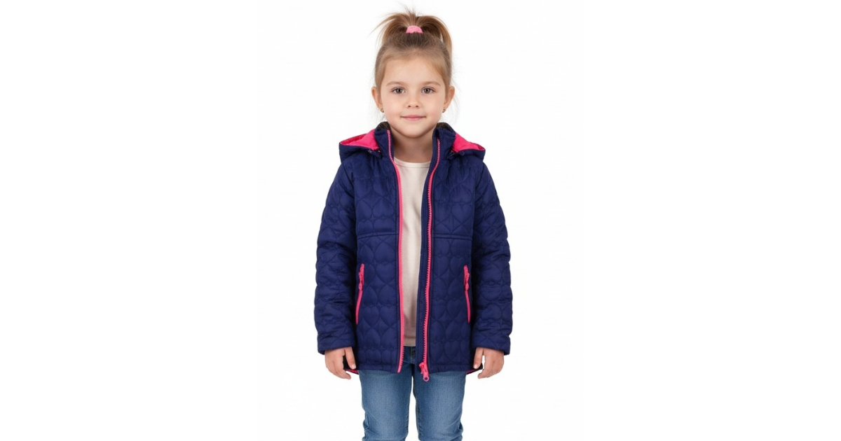 Dívčí prošívaná přechodová bunda | Srdíčkový vzor | Jaro/Podzim