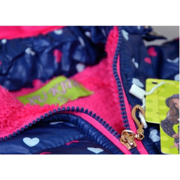 Dívčí zimní bunda se srdíčky | Fleece a duté vlákno