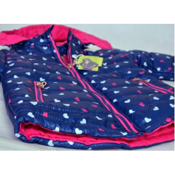 Dívčí zimní bunda se srdíčky | Fleece a duté vlákno