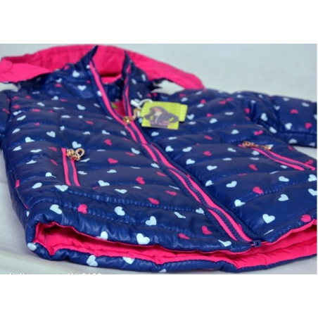 Dívčí zimní bunda se srdíčky | Fleece a duté vlákno