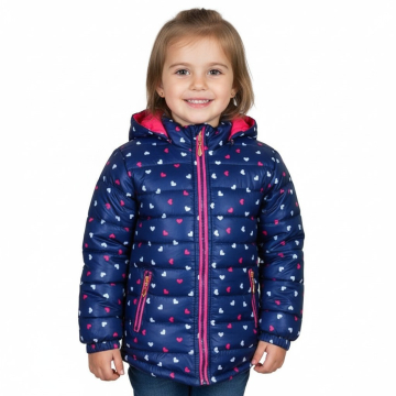 Dívčí zimní bunda se srdíčky | Fleece a duté vlákno