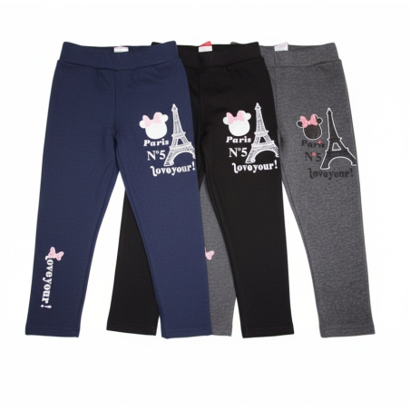 Dívčí zateplené legíny s fleecem | thermo, s potiskem Paříž
