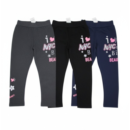 Dívčí zateplené legíny s fleecem | thermo, s potiskem