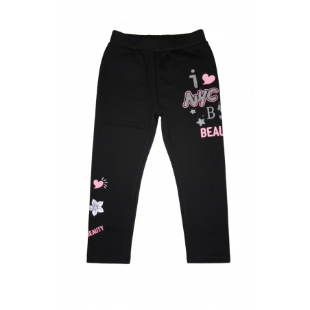 Dívčí zateplené legíny s fleecem | thermo, s potiskem