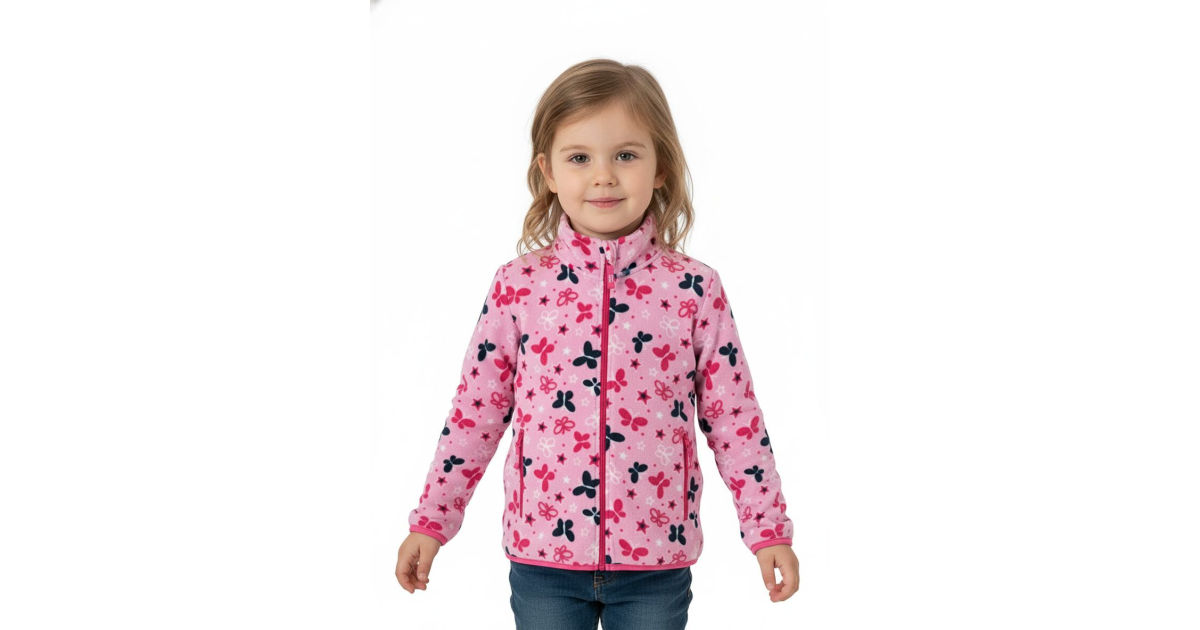 Mikina fleecová bez kapuce s motýlky Moderní vzhled