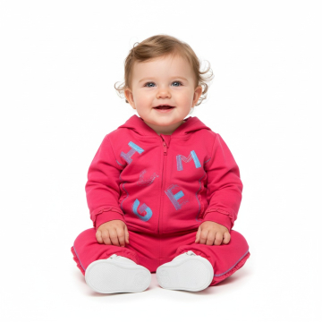 Kojenecká tepláková souprava Wolf - tm. růžová