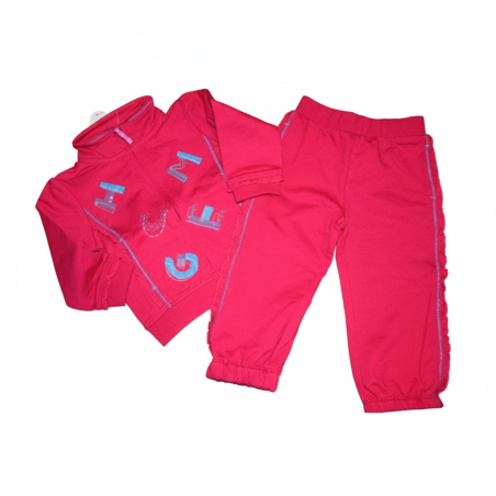 Kojenecká tepláková souprava Wolf - tm. růžová