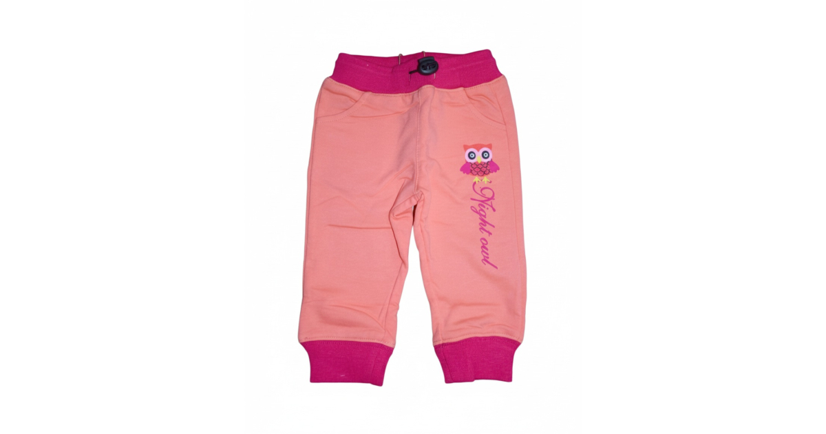 Kojenecké tepláky Kugo  sovička - lososová